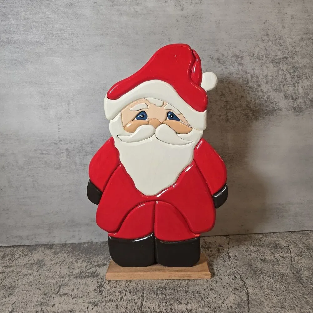 Charming  Wood Cut Out Santa Claus Handpainted OOAK Vintage Kitsch Santa 10
